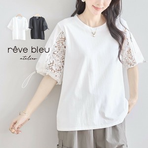 【2025新作】【M〜L】袖レースドローコード付き異素材Tシャツ(N12-559)(5号店）FM5
