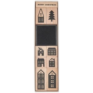 ［輸入スタンプ ］RICO DESIGN スタンプ セット☆家 建物 木 クリスマスツリー 英字 クリスマス☆