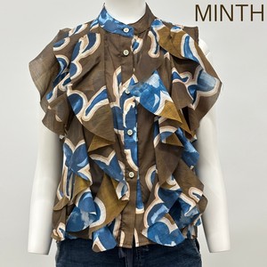 Button Shirt/Blouse Design Front Mint Floral Pattern Sleeve Blouse Made in Italy