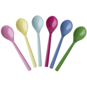 【特価品】ライス メラミンショートスプーン6本セット Classic Colors【メラミン食器/タイ製】
