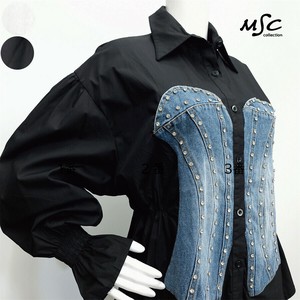 Button Shirt/Blouse Bijoux Bustier-style