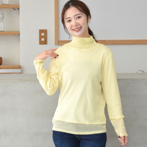【2025年8月新作】【日本製】チュール仕様ハイネック長袖カットソーTシャツ（B31312）