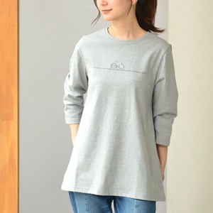 T-shirt Bicycle Pattern Tunic 7/10 length Made in Japan