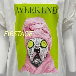 【イタリア製】FIRSTAGE WEEKEND・フレンチブルドッグプリント  折り返し袖デザインTシャツ