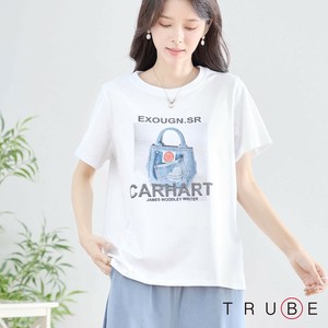 【2025新作】【M〜L】ラインストーンアクセントバッグプリントTシャツ(N13-244)(5号店）FM5
