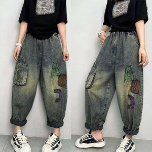 ユーズド加工アルファベットロゴ・デニムパンツ「新作」