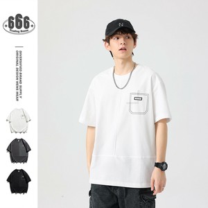 P22109Tシャツ トップス 半袖 2025春夏新作 アウトドア 韓国風  ポケット 男女通用 メンズ 男