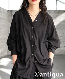 [antiqua] Button Shirt/Blouse Ladies fashion V-Neck