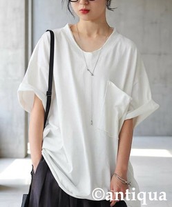 [antiqua] T-shirt Ladies fashion V-Neck Short Sleeve 100% Cotton