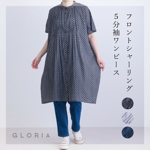 洋装/连衣裙 抽褶 5分袖 春夏