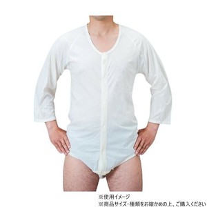 神戸生絲　コベス　紳士・婦人共用/前開き7分袖ボディシャツS  No.112  ワンタッチ肌着オフ白