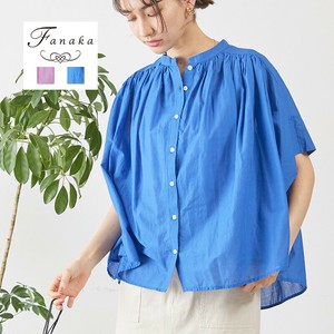 【Fanaka2025SS新作】ハイカウントコットンボイルボリュームギャザー袖タックブラウス