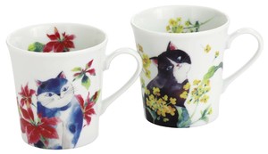 セラミック藍 ひだまり猫ペアマグカップセット 23200