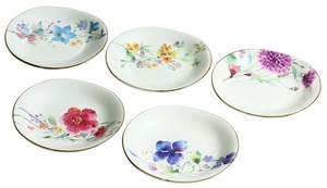 セラミック藍 花水彩5客銘々皿揃 01824