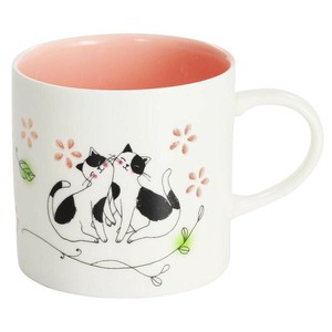 にゃん屋 蛍彫りマグカップ 花とネコ 23065