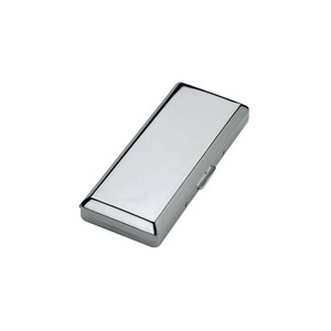 坪田パール シガレットケース カジュアルメタル 100mm/10本 シルバー　プレーン・1-96407-81