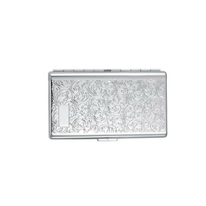 坪田パール シガレットケース カジュアルメタル 100mm/14本　アラベスク・1-59429-81