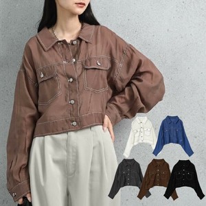Pre-order Button Shirt/Blouse Denim Jacket Multi-colored Stitch