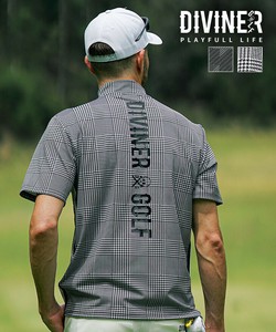 T-shirt Check Pattern Mock Neck