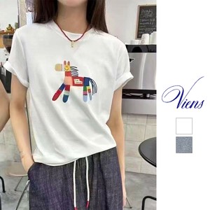 【新作】ユニークhorseプリントTシャツ　カットソー　コットン100　2色展開