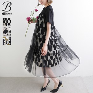 【再入荷】　チュールドッキング 裾プリントワンピース　2025ss新作  BRILLANTE東京（75301）