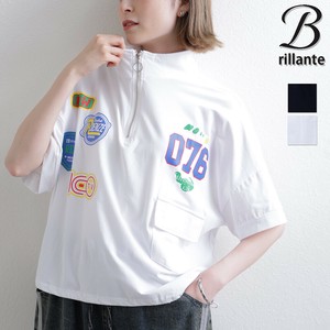 ワッペン風ハーフジップ Tシャツ 2025新作　BRILLANTE東京　（198706）