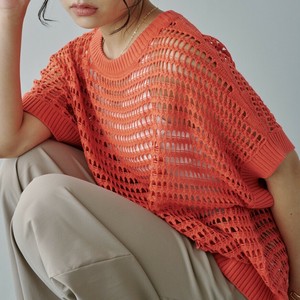 Sweater/Knitwear Knit Pullover Openwork Pattern