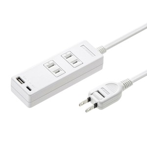 サンワサプライ USB充電機能付きタップ Type-C搭載 2P 2個口 2m TAP-B101UC-2W