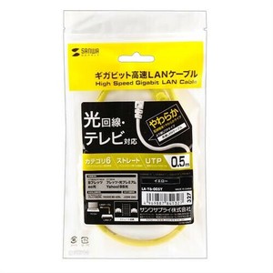 サンワサプライ カテゴリ6UTPLANケーブル 0.5m イエロー LA-Y6-005Y