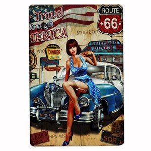 サインボード　メタルサイン　A4　ルート66　ROUTE66　ガレージ　アメリカン雑貨　ブリキ　ティン　看板