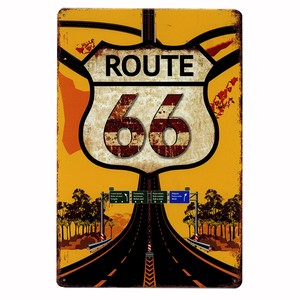 サインボード　メタルサイン　A4　ルート66　ROUTE66　ガレージ　アメリカン雑貨　ブリキ　ティン　看板