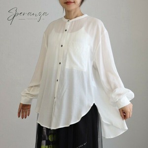 バックボタンシアーブラウス　全3色