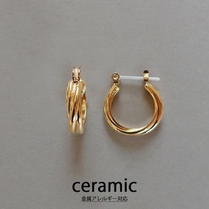 【SDギャザリング】日本製 ピアス キャッチレス セラミック トリニティ 3連 フープピアス 金属アレルギー