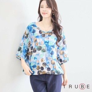 【2025新作】【M〜L】アクアドットVネックコットンブラウス(N13-259)(1号店）FM1