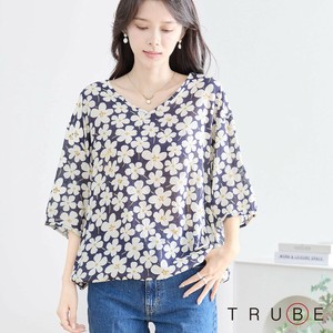 【2025新作】【M〜L】フローラルブーケ柄Vネックトップス(N13-270)(5号店）FM5