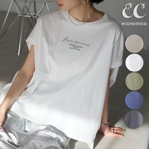 2025SS　英字プリント 切替チュニックTシャツ　2025新作　Economico