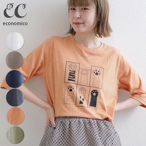2025SS　猫の手プリント チュニックTシャツ　2025新作　Economico