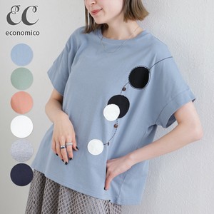 2025SS　丸柄アップリケ チュニックTシャツ　2025新作　Economico