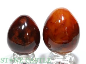 ☆一点物☆【置き石】たまご型 チベットカーネリアン (2個セット) No.47 【天然石 パワーストーン】