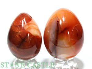 ☆一点物☆【置き石】たまご型 チベットカーネリアン (2個セット) No.51 【天然石 パワーストーン】