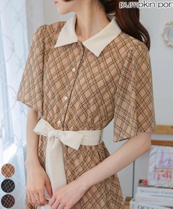 Casual Dress Waist Long Dress Check