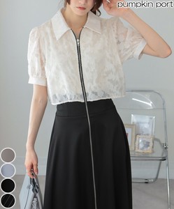 Casual Dress Floral Pattern Front Zipper Docking Dress Sheer