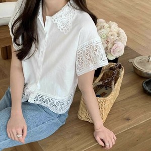 衬衫 短袖 蕾丝拼接 衬衫