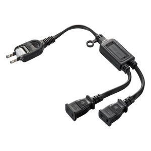 サンワサプライ ACアダプタ専用電源延長コード 2分岐・2P・2個口 ブラック TAP-EX2BKN