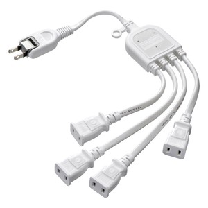サンワサプライ ACアダプタ専用電源延長コード 4分岐・2P・4個口 ホワイト TAP-EX4WN