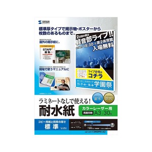 サンワサプライ カラーレーザー用 耐水紙 標準 A3サイズ LBP-WPF12MDPN-A3