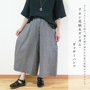 Button Shirt/Blouse Floral Pattern Linen Gingham