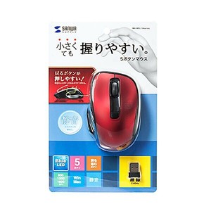 サンワサプライ ワイヤレス ブルーLEDマウス (レッド) MA-WBL134R
