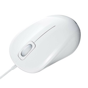 サンワサプライ 抗菌・静音有線ブルーLEDマウス ホワイト MA-YBSK315W