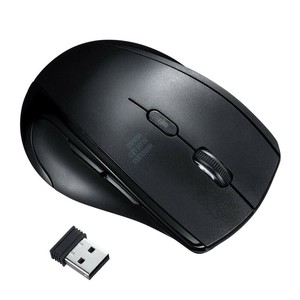 サンワサプライ　静音ワイヤレスブルーLEDマウス(5ボタン・左手用)　ブラック　MA-WBL164BK
